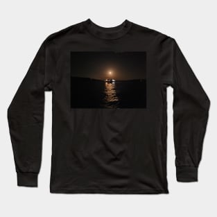 Boat Under The Moonlight Long Sleeve T-Shirt